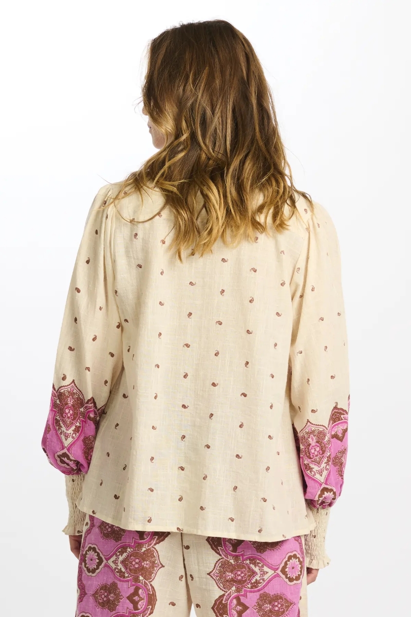Camisa Viki – Camisa de mangas compridas, em algodão slub estampado, 100% algodão – Miss June Paris - 9