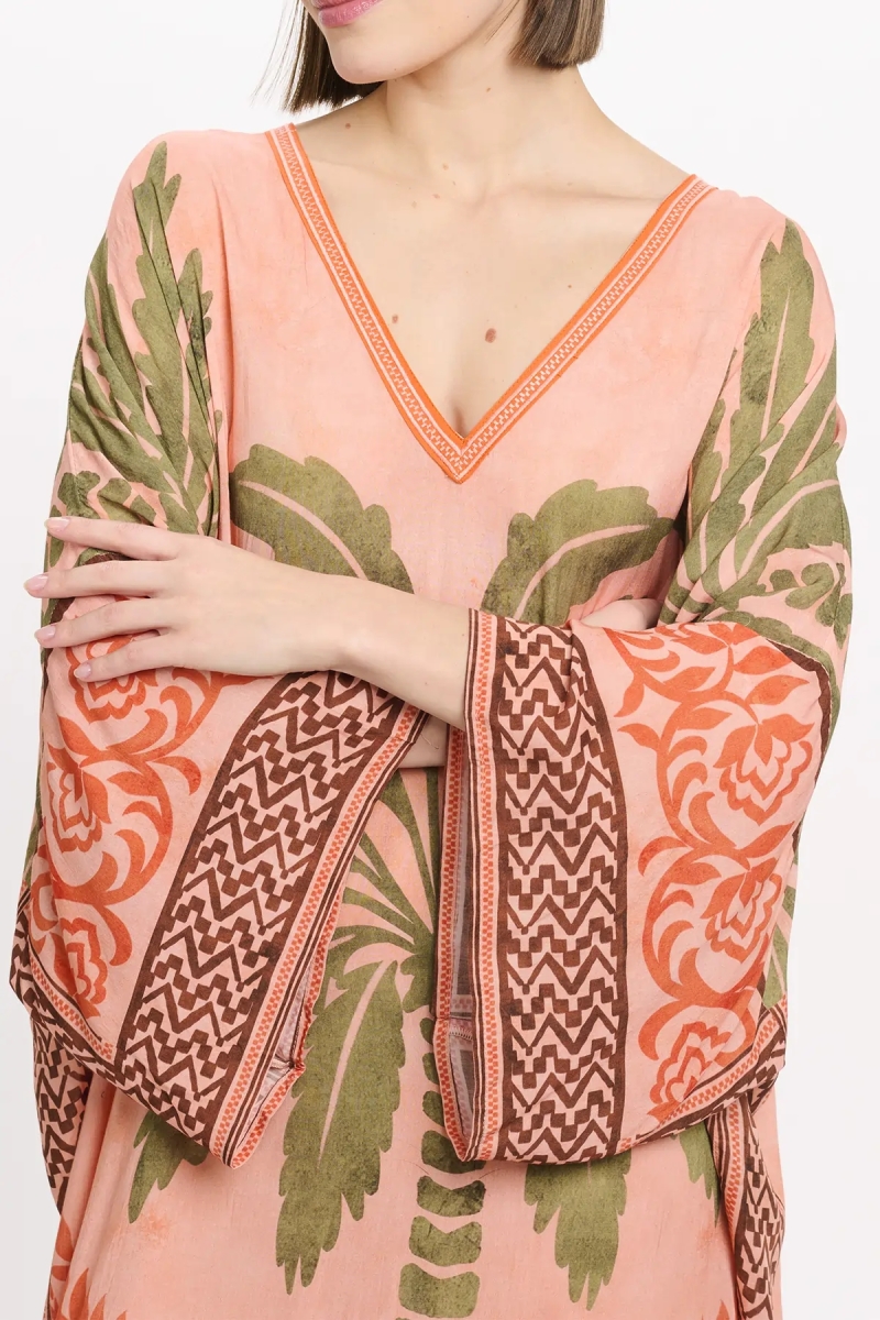 Kaftan Rhoda – Kaftan longo com mangas compridas, em modal estampado com bordados, 100% modal – Miss June Paris - 8