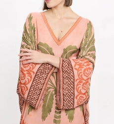 Kaftan Rhoda – Kaftan longo com mangas compridas, em modal estampado com bordados, 100% modal – Miss June Paris - 8