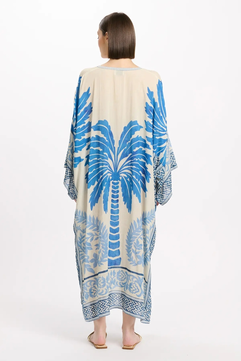 Kaftan Rhoda – Kaftan longo com mangas compridas, em modal estampado com bordados, 100% modal – Miss June Paris - 6