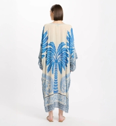 Kaftan Rhoda – Kaftan longo com mangas compridas, em modal estampado com bordados, 100% modal – Miss June Paris - 6