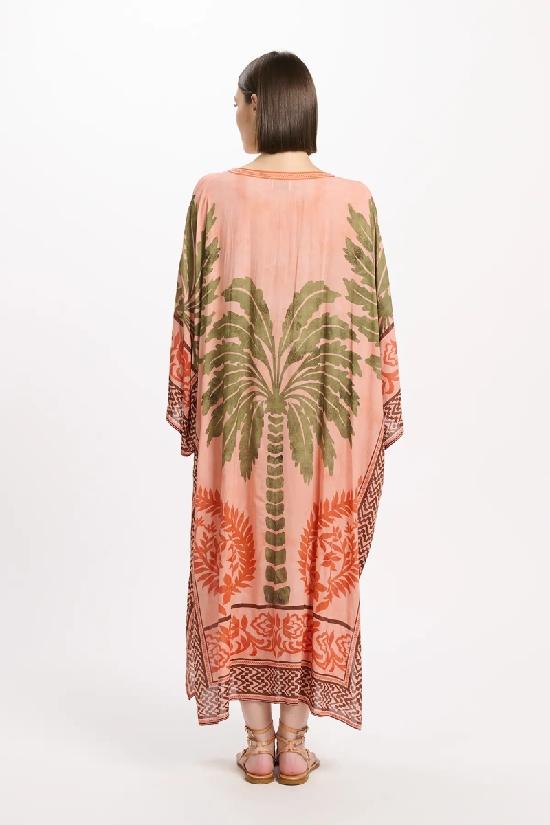 Kaftan Rhoda – Kaftan longo com mangas compridas, em modal estampado com bordados, 100% modal – Miss June Paris - 9