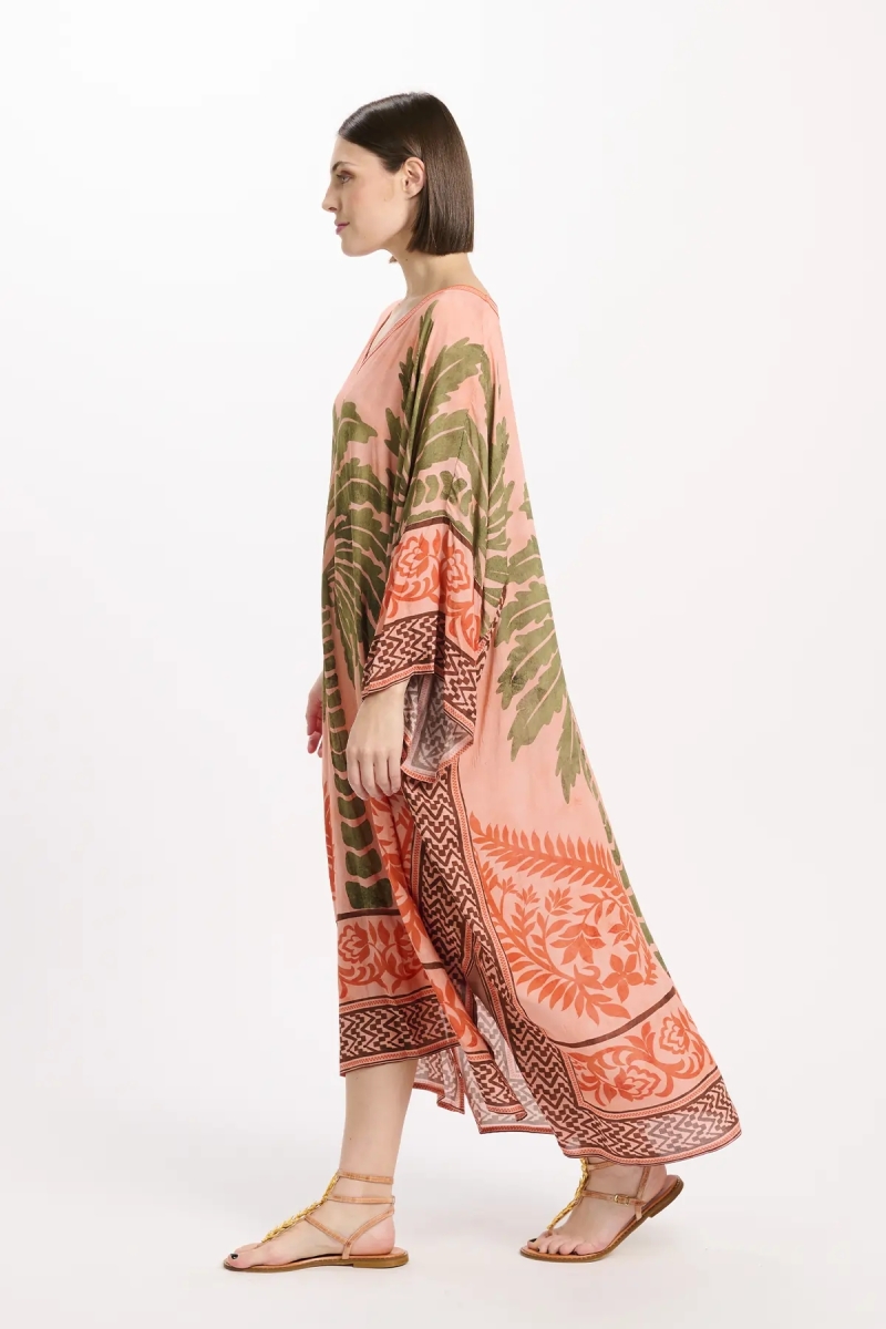 Kaftan Rhoda – Kaftan longo com mangas compridas, em modal estampado com bordados, 100% modal – Miss June Paris - 10