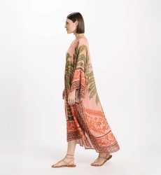 Kaftan Rhoda – Kaftan longo com mangas compridas, em modal estampado com bordados, 100% modal – Miss June Paris - 10