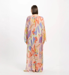 Kaftan Varda – Kaftan longo de mangas compridas com cinto interno, bordado em 100% rayon – Miss June Paris - 5