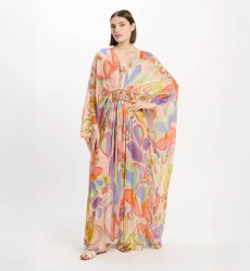 Kaftan Varda – Kaftan longo de mangas compridas com cinto interno, bordado em 100% rayon – Miss June Paris - 2