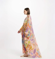 Kaftan Varda – Kaftan longo de mangas compridas com cinto interno, bordado em 100% rayon – Miss June Paris - 4