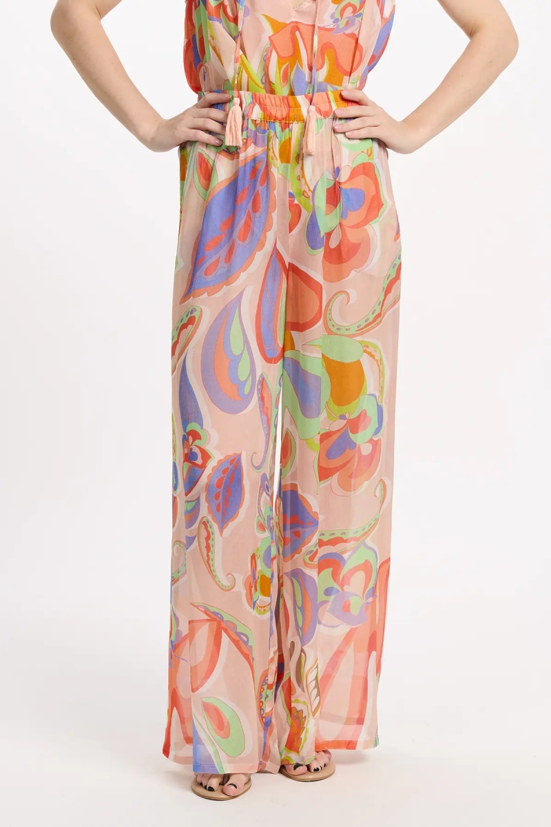 Calças Adira – Calças com bolsos, em rayon estampado, 100% rayon – Miss June Paris - 3