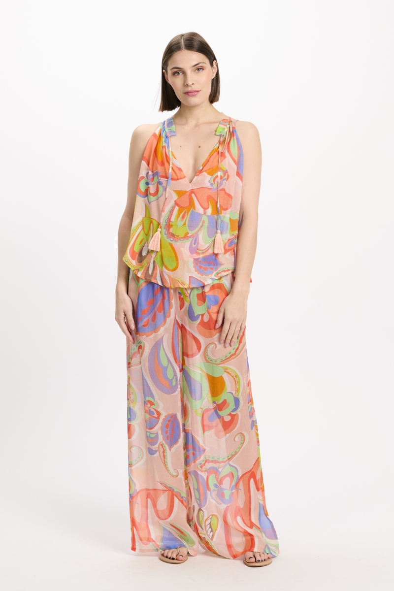 Top Erika – Top de alças finas, em rayon estampado, 100% rayon – Miss June Paris - 2