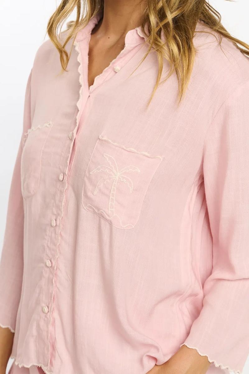 Camisa Idalia – Camisa com mangas 3/4, em rayon com bordados, 100% rayon – Miss June Paris - 10