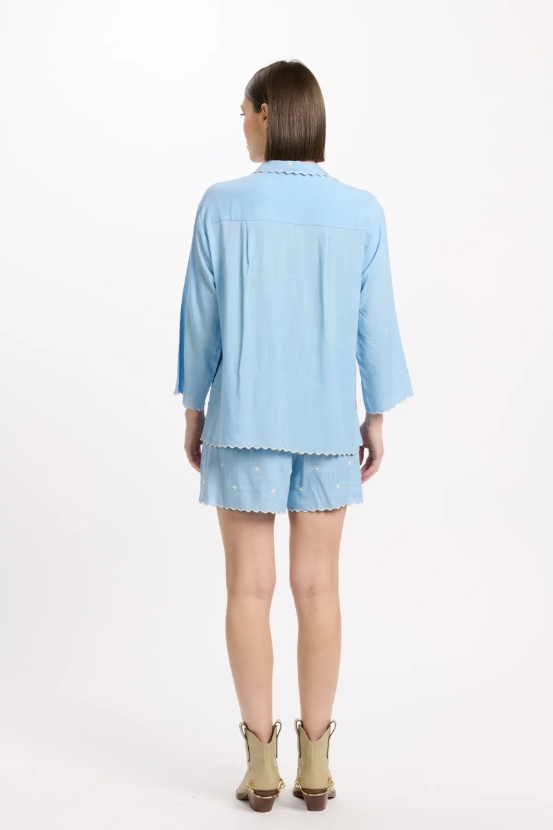 Camisa Idalia – Camisa com mangas 3/4, em rayon com bordados, 100% rayon – Miss June Paris - 7