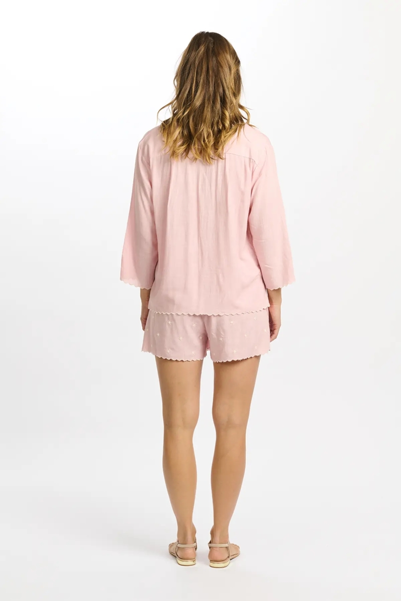 Camisa Idalia – Camisa com mangas 3/4, em rayon com bordados, 100% rayon – Miss June Paris - 11
