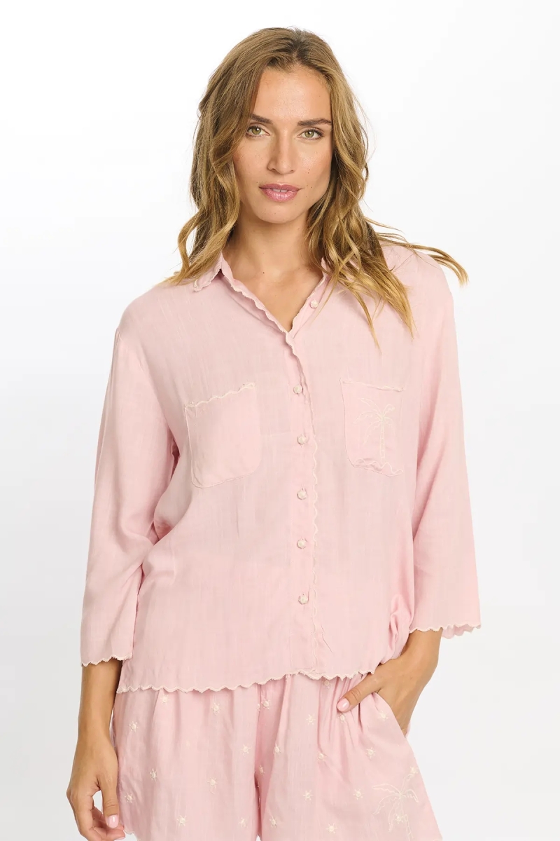 Camisa Idalia – Camisa com mangas 3/4, em rayon com bordados, 100% rayon – Miss June Paris - 9