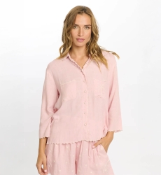 Camisa Idalia – Camisa com mangas 3/4, em rayon com bordados, 100% rayon – Miss June Paris - 9
