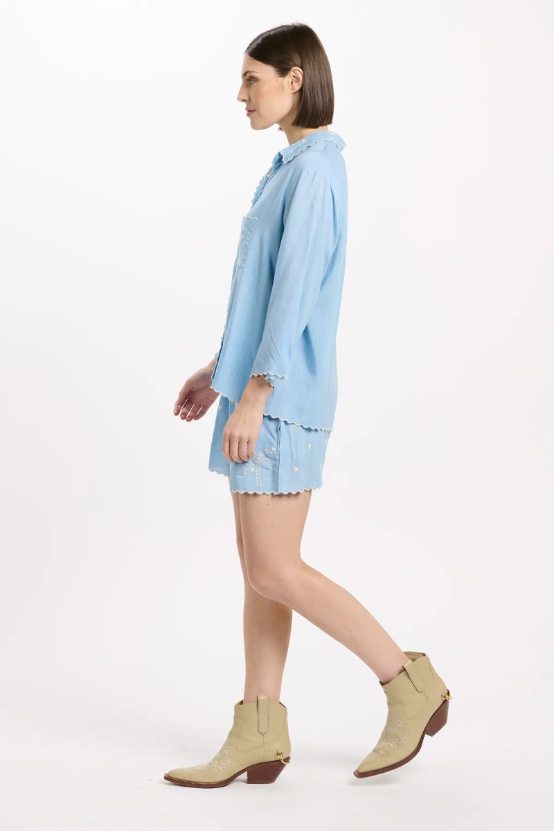 Camisa Idalia – Camisa com mangas 3/4, em rayon com bordados, 100% rayon – Miss June Paris - 6
