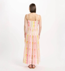 Vestido Perla – Vestido longo com alças finas, em rayon estampado com lurex, 100% rayon – Miss June Paris - 4