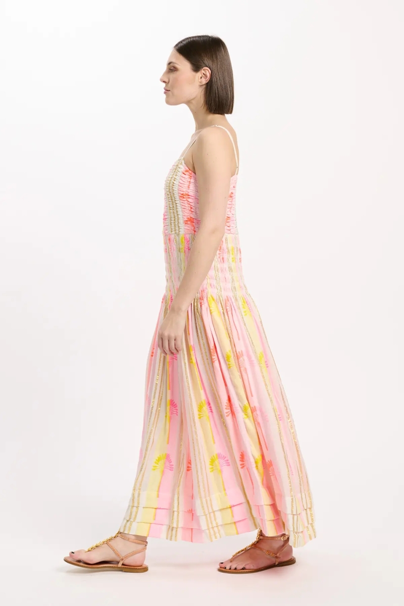 Dress Perla Long Dress With Thin Straps, 100% rayon printed with lurex - Miss June Paris - 5