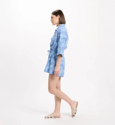 Romper Rada 3/4 Sleeve Romper with pockets, 100% cotton slub printed - Miss June Paris - 5