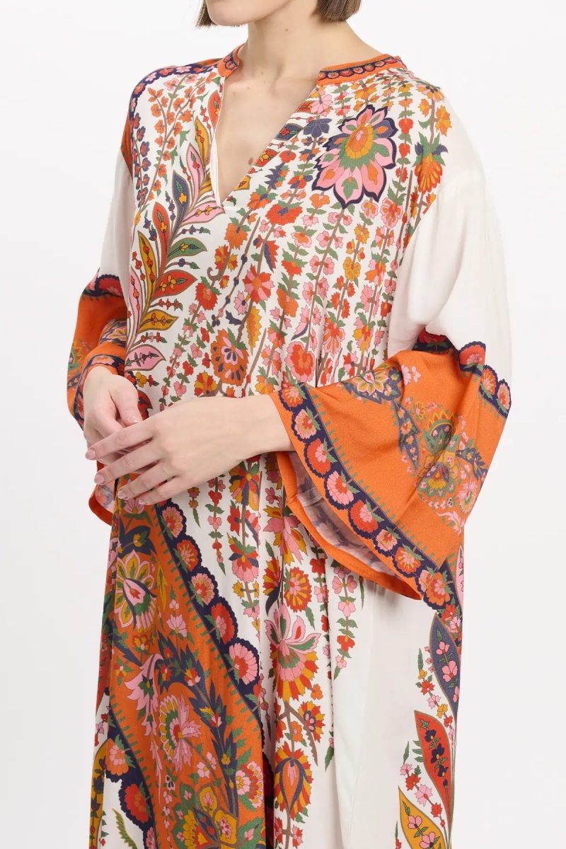 Vestido Lior – Vestido longo de mangas compridas, em rayon estampado, 100 % rayon – Miss June Paris - 8
