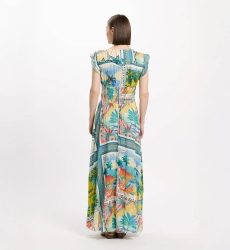 Vestido Taly – Vestido longo com mangas curtas, em modal estampado, 100 % modal – Miss June Paris - 4