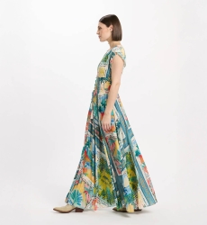 Dress Taly Short Sleeves Long Dress, 100% modal printed - Miss June Paris - 5