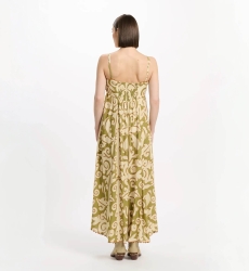 Vestido Becky – Vestido longo com alças finas, laços e bolsos, em modal estampado, 100 % modal – Miss June Paris - 4