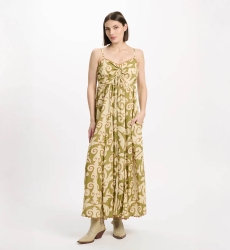 Dress Becky Thin Straps Long Dress with laces and pockets, 100% modal printed - Miss June Paris - 2