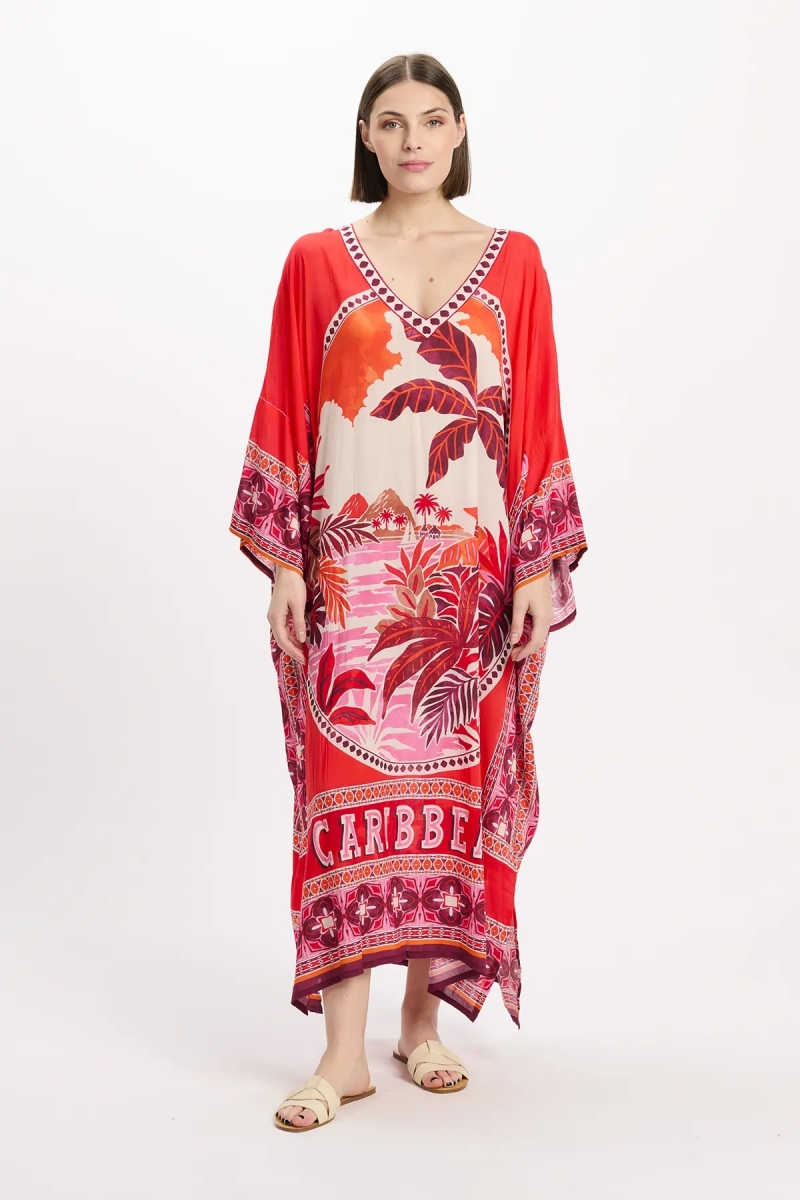 Miss June Paris — Keira Long Kaftan Red