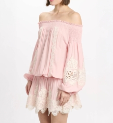 Vestido Laurel – Vestido curto com ombros descobertos e laços, 100 % modal – Miss June Paris - 8