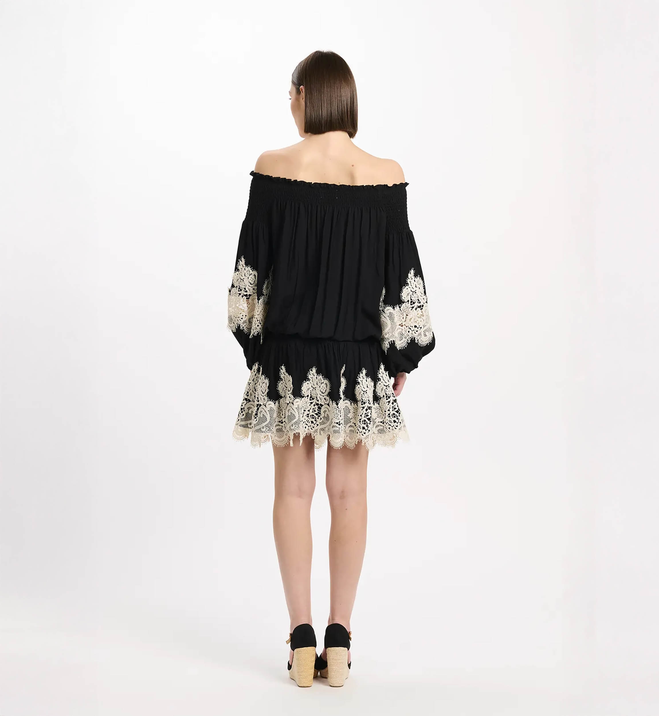 Dress Laurel Short Dress W/off The Shoulder with laces, 100% modal - Miss June Paris - 5