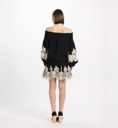 Vestido Laurel – Vestido corto con hombros descubiertos y cordones, 100 % modal – Miss June Paris - 5