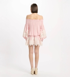 Vestido Laurel – Vestido corto con hombros descubiertos y cordones, 100 % modal – Miss June Paris - 9