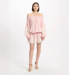 Vestido Laurel – Vestido corto con hombros descubiertos y cordones, 100 % modal – Miss June Paris - 7