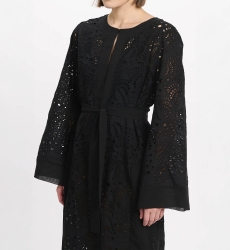 Vestido Penny – Vestido longo com mangas compridas e cinto, em algodão com bordados e laços, 100 % algodão – Miss June Paris - 4