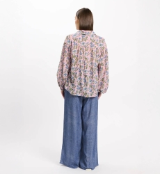 Camisa Azalee – Camisa de mangas compridas, em algodão estampado com laços, 100 % algodão – Miss June Paris - 4