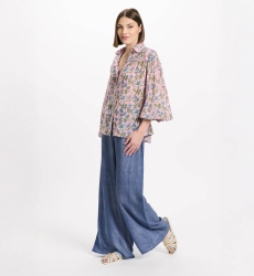 Camisa Azalee – Camisa de mangas compridas, em algodão estampado com laços, 100 % algodão – Miss June Paris - 5