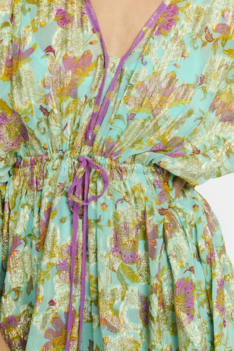 Vestido Taylor – Vestido curto com mangas ajustáveis, em rayon com lurex e forro a condizer, 100 % rayon – Miss June Paris