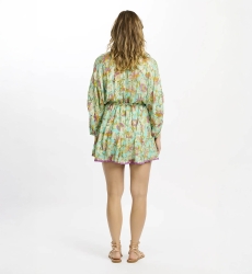 Vestido Taylor – Vestido curto com mangas ajustáveis, em rayon com lurex e forro a condizer, 100 % rayon – Miss June Paris
