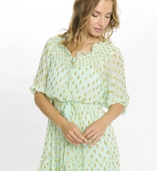 Vestido Betina – Vestido longo com mangas 3/4 e forro, em rayon com lurex, 100 % rayon – Miss June Paris - 7