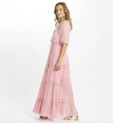 Vestido Betina – Vestido longo com mangas 3/4 e forro, em rayon com lurex, 100 % rayon – Miss June Paris - 6