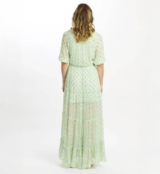 Vestido Betina – Vestido longo com mangas 3/4 e forro, em rayon com lurex, 100 % rayon – Miss June Paris - 9