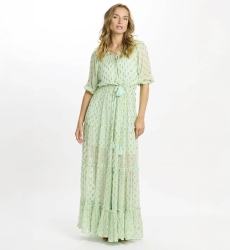 Vestido Betina – Vestido longo com mangas 3/4 e forro, em rayon com lurex, 100 % rayon – Miss June Paris - 4