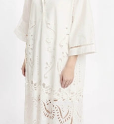 Vestido Adria – Vestido longo com mangas compridas e forro, em algodão com bordados e laços, 100 % algodão – Miss June Paris - 9