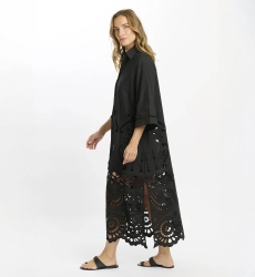 Vestido Adria – Vestido largo de manga larga con forro, de algodón con bordados y cordones, 100 % algodón – Miss June Paris - 7