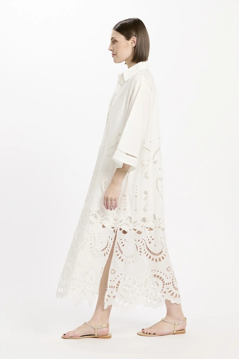 Vestido Adria – Vestido longo com mangas compridas e forro, em algodão com bordados e laços, 100 % algodão – Miss June Paris - 8