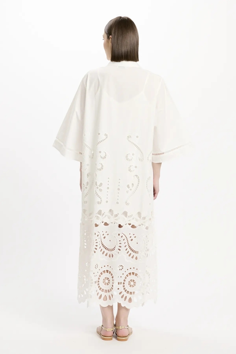 Vestido Adria – Vestido largo de manga larga con forro, de algodón con bordados y cordones, 100 % algodón – Miss June Paris - 11