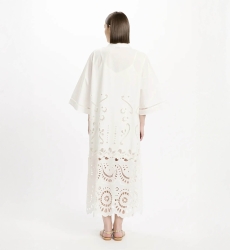 Vestido Adria – Vestido largo de manga larga con forro, de algodón con bordados y cordones, 100 % algodón – Miss June Paris - 11