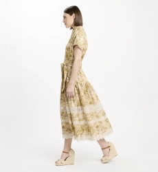 Vestido Brita – Vestido midi com mangas curtas e cinto a condizer, em algodão com laços, 100 % algodão – Miss June Paris - 3