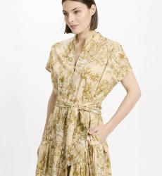 Vestido Brita – Vestido midi com mangas curtas e cinto a condizer, em algodão com laços, 100 % algodão – Miss June Paris - 4