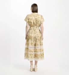Vestido Brita – Vestido midi com mangas curtas e cinto a condizer, em algodão com laços, 100 % algodão – Miss June Paris - 6